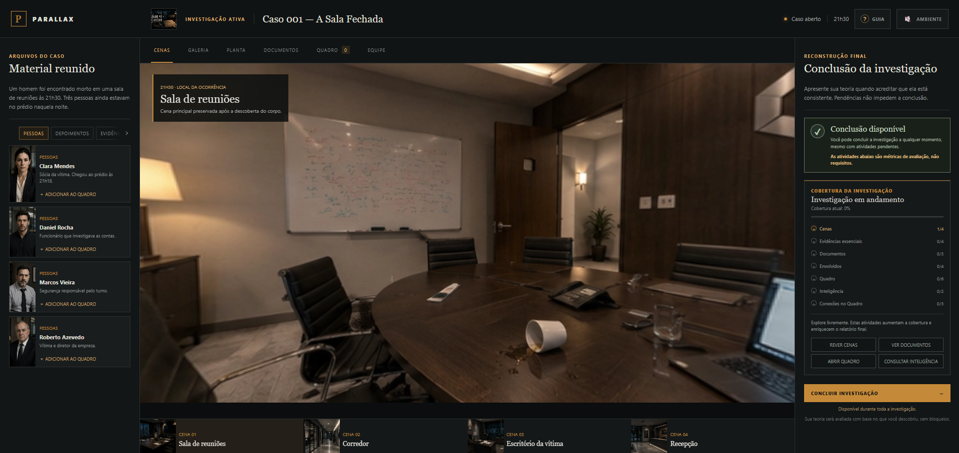 Tela do projeto Parallax Experience
